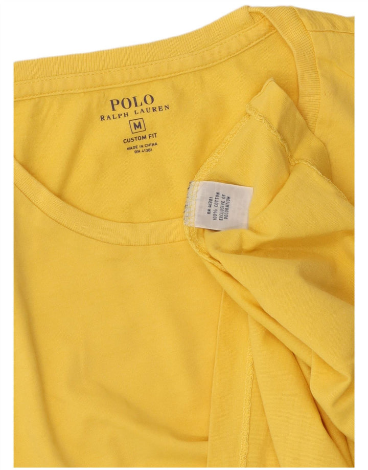 Polo Ralph Lauren Mens Custom Fit Camiseta Top Médio Algodão Amarelo
