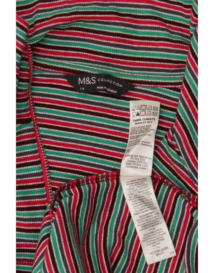 Top feminino Marks & Spencer manga comprida UK 14 médio listrado multicolorido