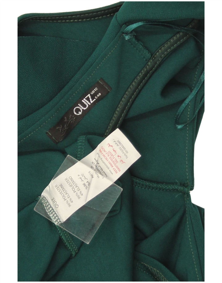 Quiz Vestido feminino sem mangas com bainha UK 12 poliéster verde médio