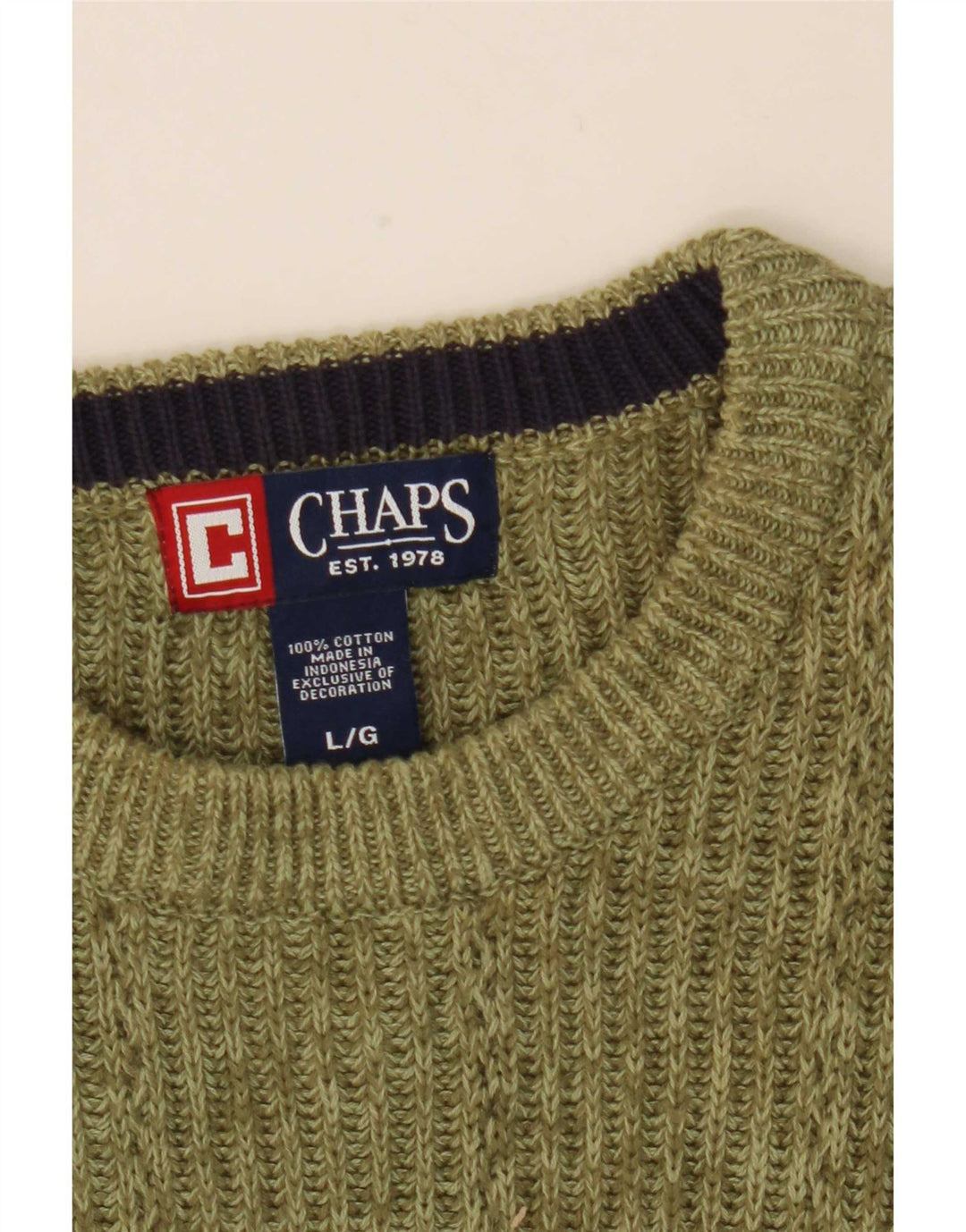 Suéter masculino Chaps com gola redonda e algodão manchado verde grande
