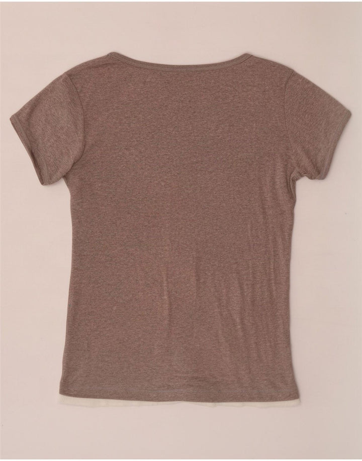 Camiseta feminina Champion UK 14 grande bloco colorido cinza