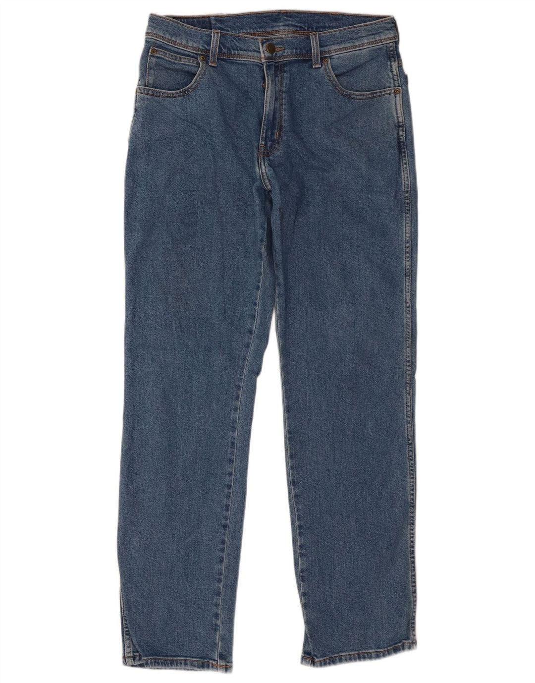 Wrangler Mens Straight Jeans W33 L32 Azul Algodão