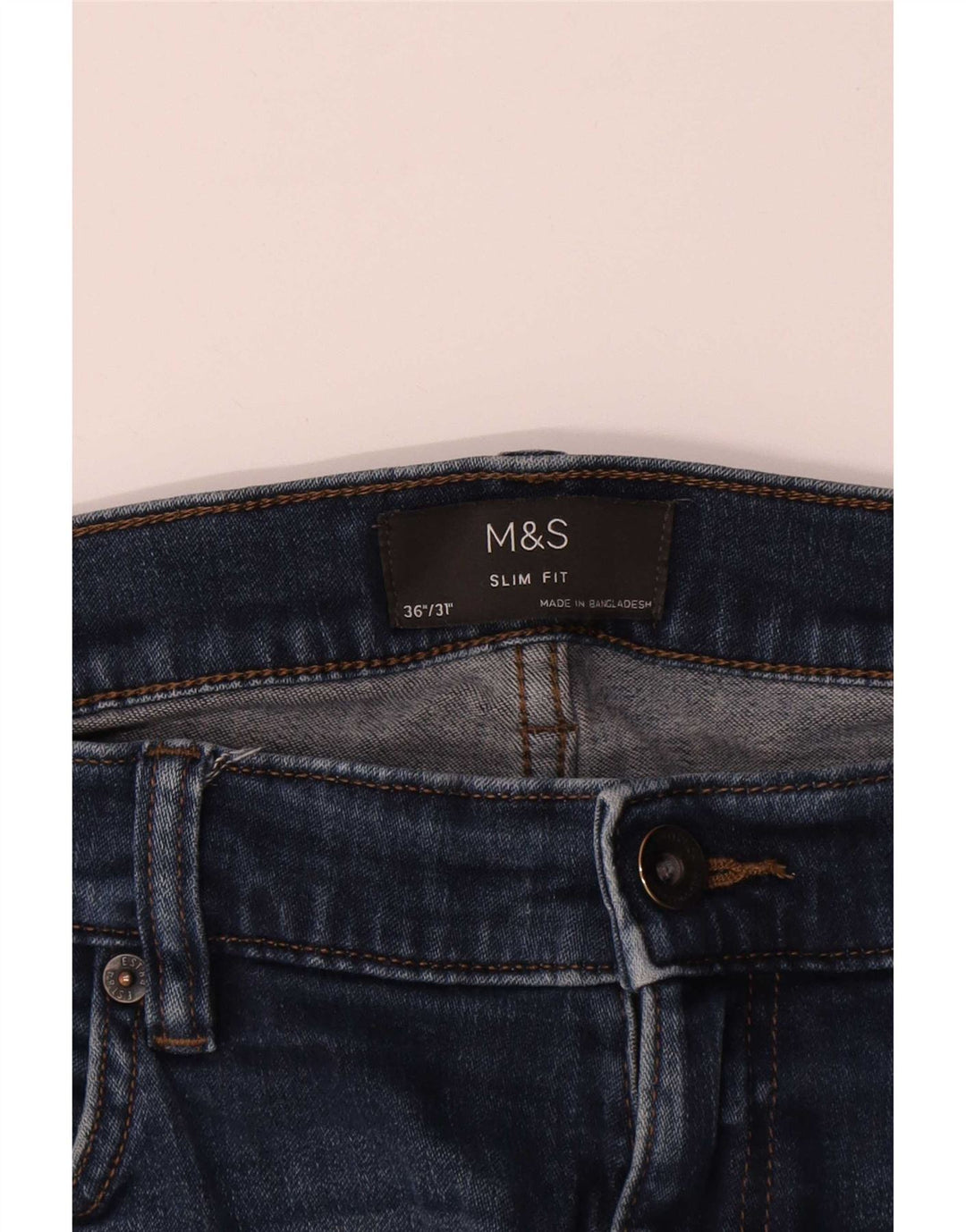 Marks & Spencer Mens Slim Jeans W36 L29 Azul Algodão