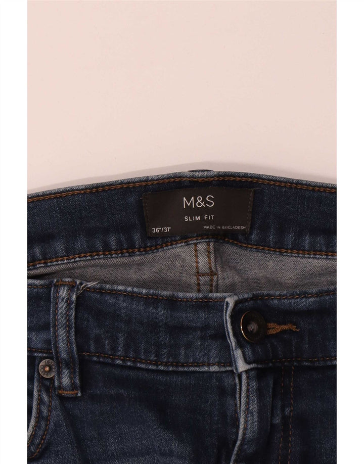 Marks & Spencer Mens Slim Jeans W36 L29 Azul Algodão
