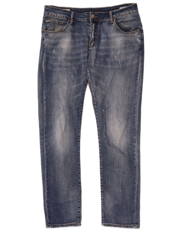 Levi's Masculino 511 Distressed Slim Jeans W32 L32 Azul Algodão