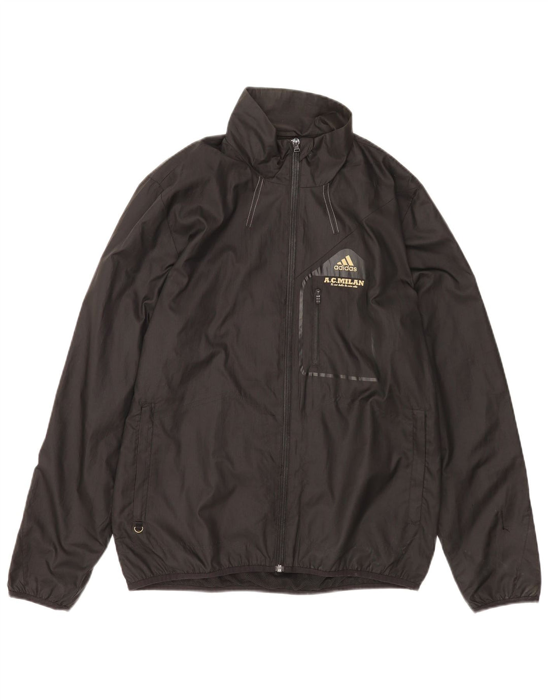 Jaqueta de chuva masculina Adidas UK 38 poliéster preto médio