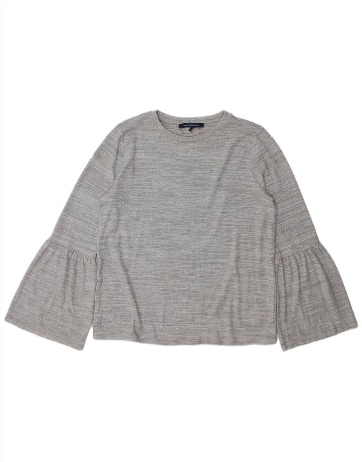 Luva longa superior UK 16 grande poliéster manchado cinza das mulheres francesas da conexão