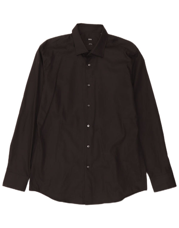 Hugo Boss Mens Slim Fit Camisa Tamanho 41 16 1/2 Grande Preto