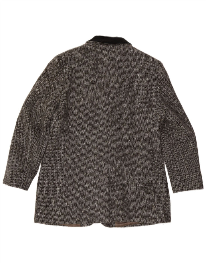Max Mara Jaqueta blazer feminina de fim de semana com 3 botões Reino Unido 16 grande espinha de peixe cinza