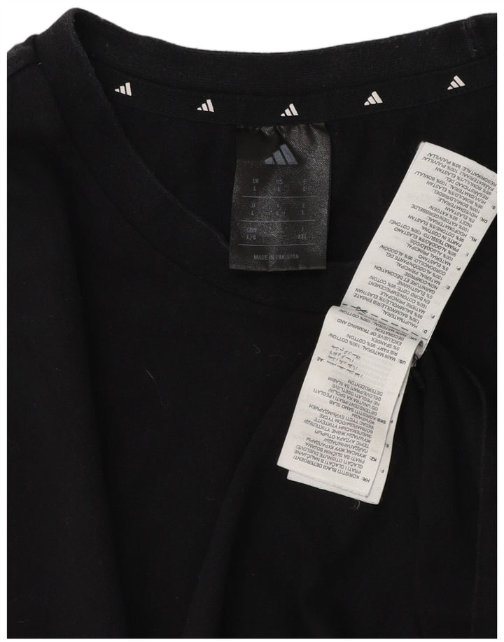 Adidas Mens Camiseta Top Grande Algodão Preto
