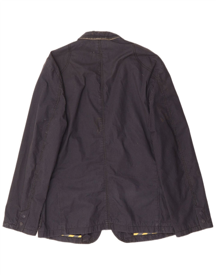 Jaqueta blazer masculina Camel Active com 2 botões Reino Unido 40 grande listra azul marinho