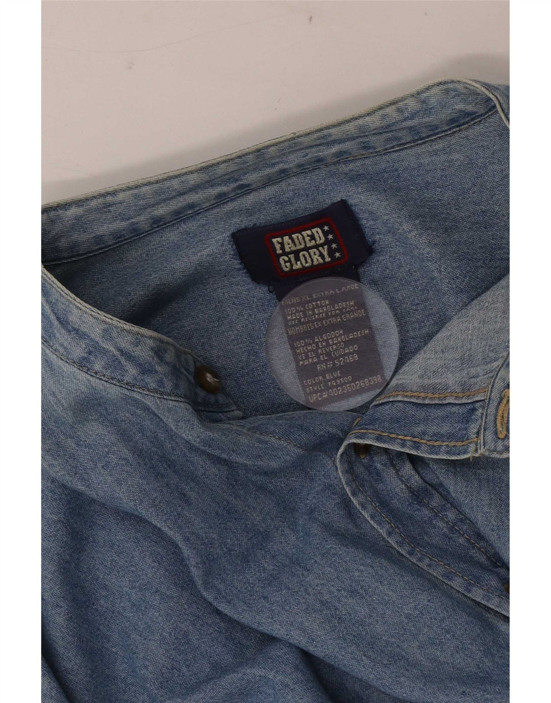 Camisa jeans masculina Faded Glory XL algodão azul