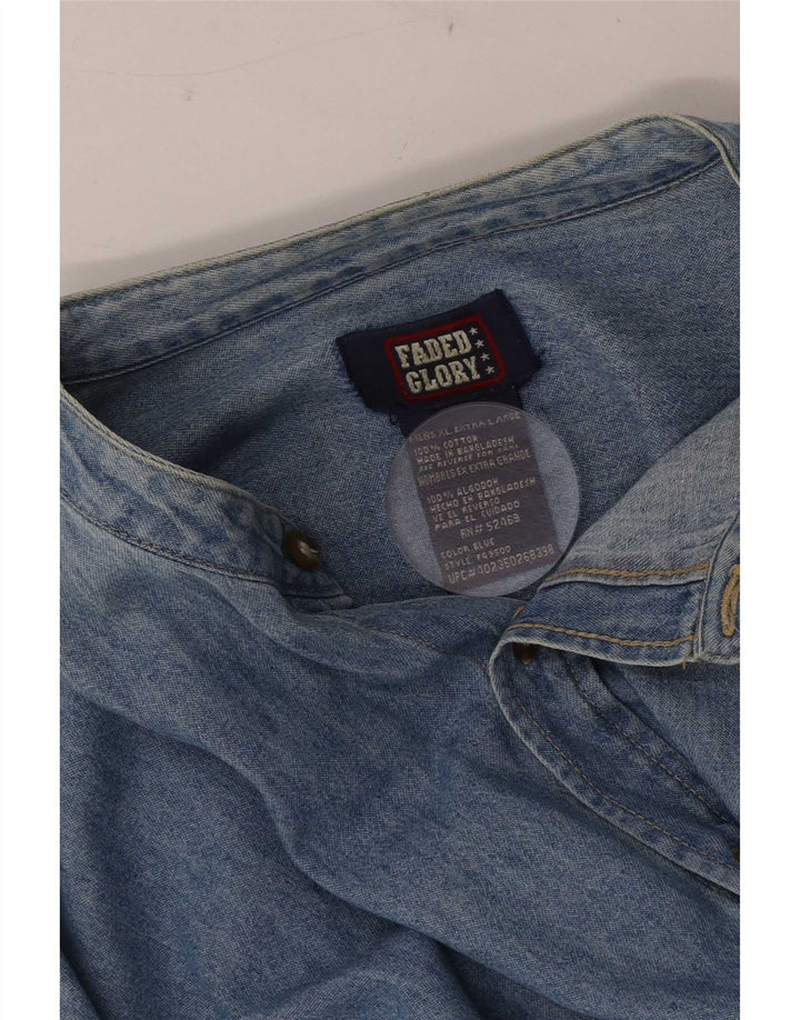 Camisa jeans masculina Faded Glory XL algodão azul