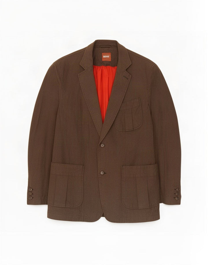 Jaqueta Blazer Masculina Hugo Boss com 2 Botões EU 54 2XL Algodão Marrom