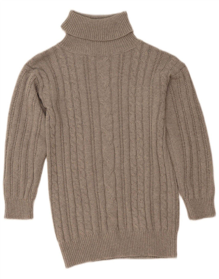Suéter feminino vintage com gola redonda e poliéster cinza médio UK 12
