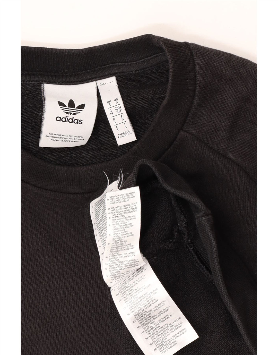 Adidas Mens Loose Fit Moletom Jumper Pequeno Algodão Preto
