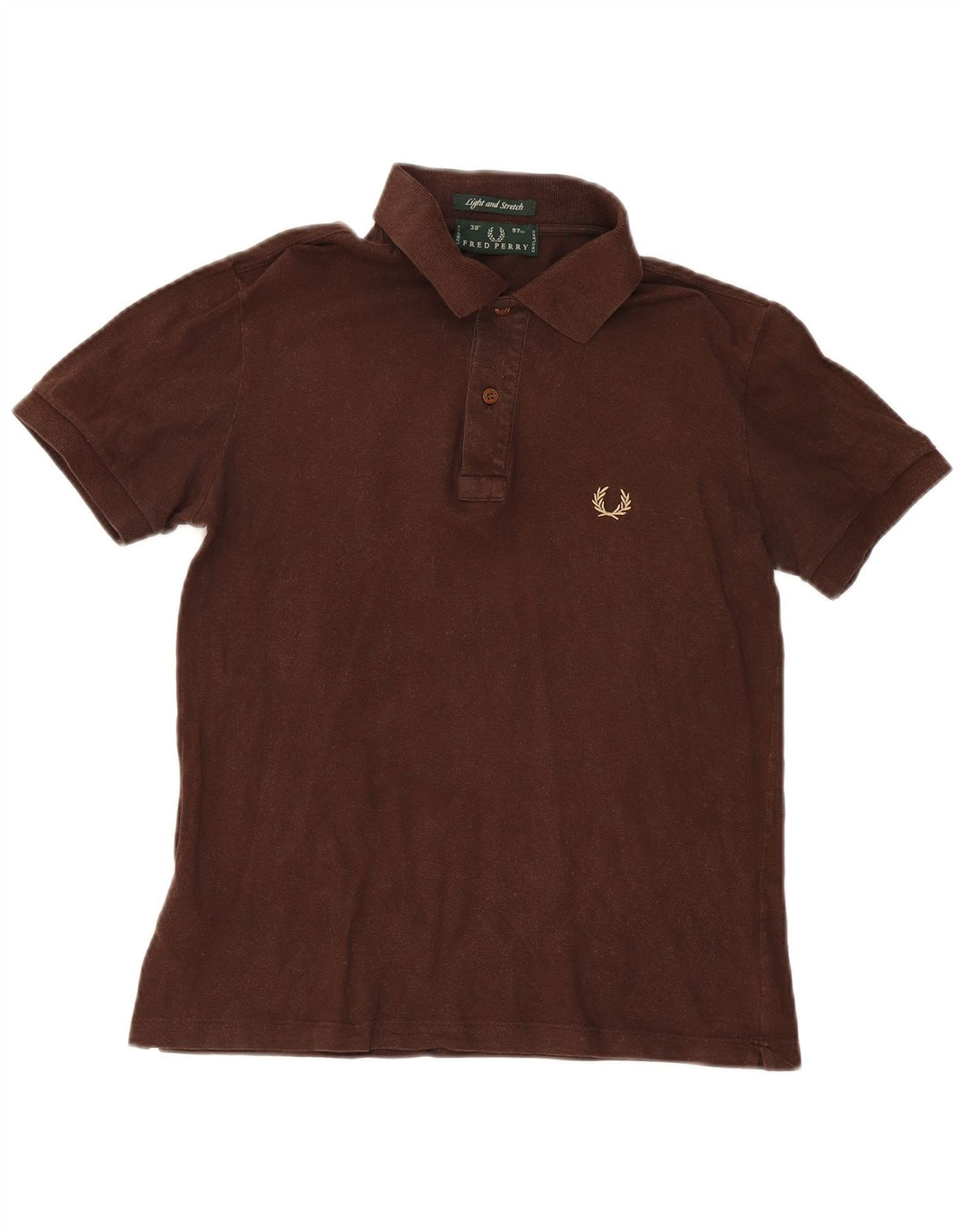 Camisa polo masculina Fred Perry pequena de algodão marrom
