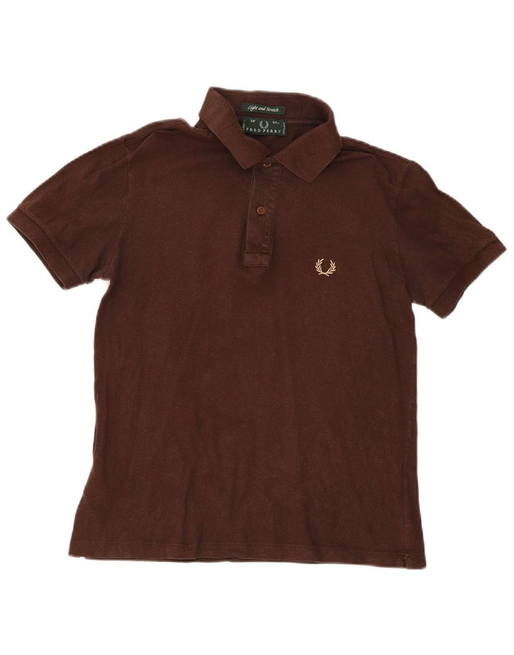 Camisa polo masculina Fred Perry pequena de algodão marrom