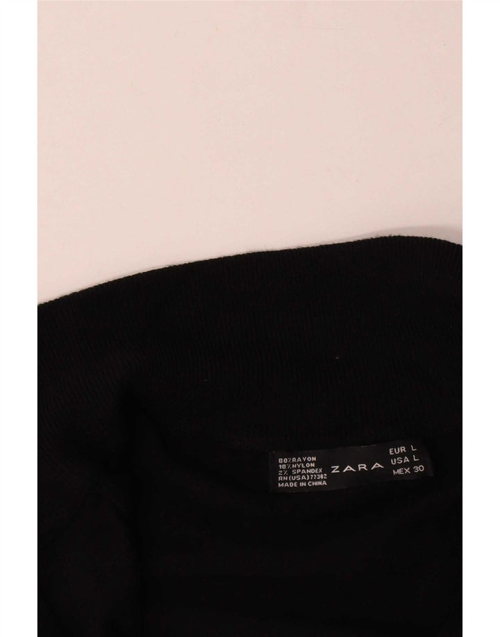 Suéter cardigã feminino Zara Reino Unido 14 grande rayon preto