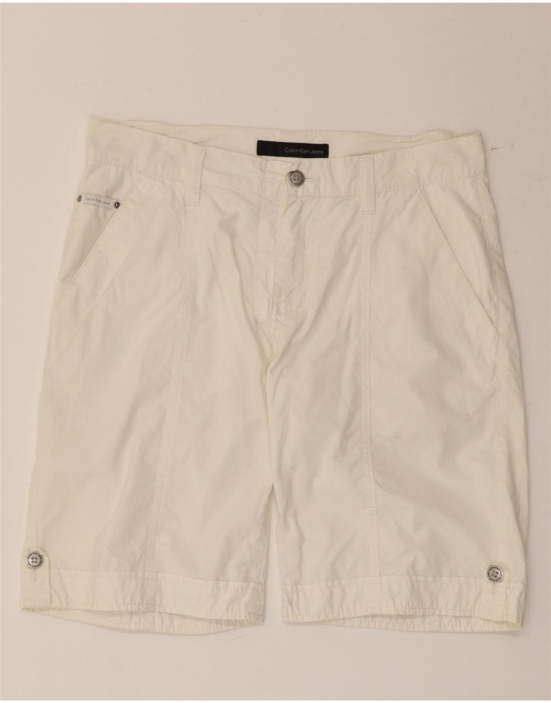 Calvin Klein Mens Chino Shorts W32 Médio Branco