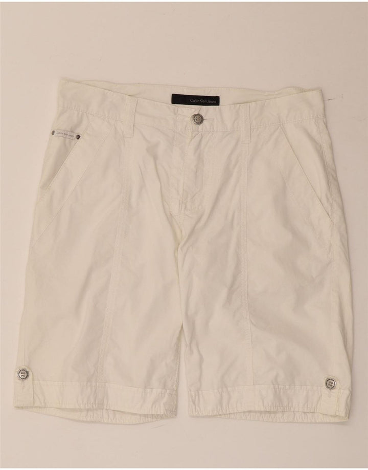 Calvin Klein Mens Chino Shorts W32 Médio Branco
