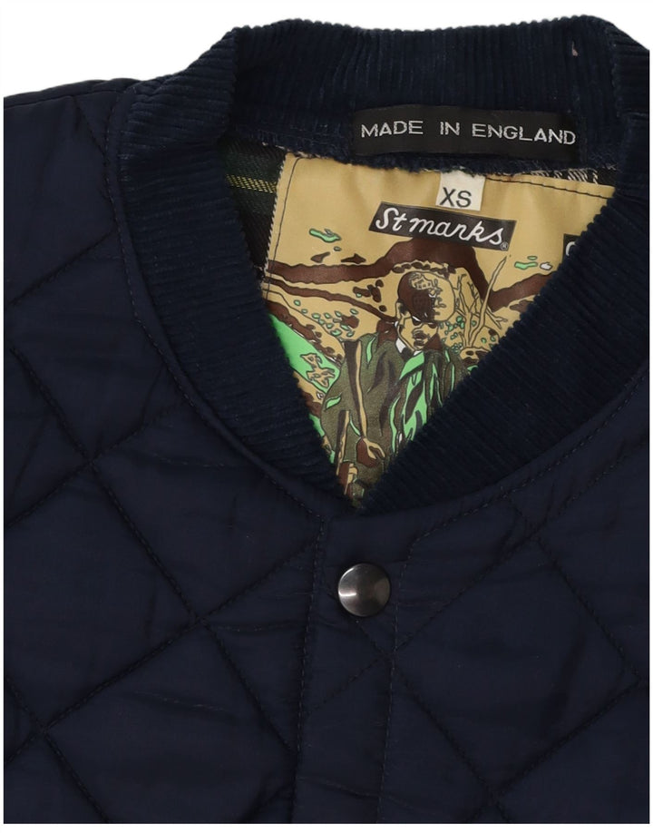 Jaqueta acolchoada masculina VINTAGE UK 34 XS azul marinho