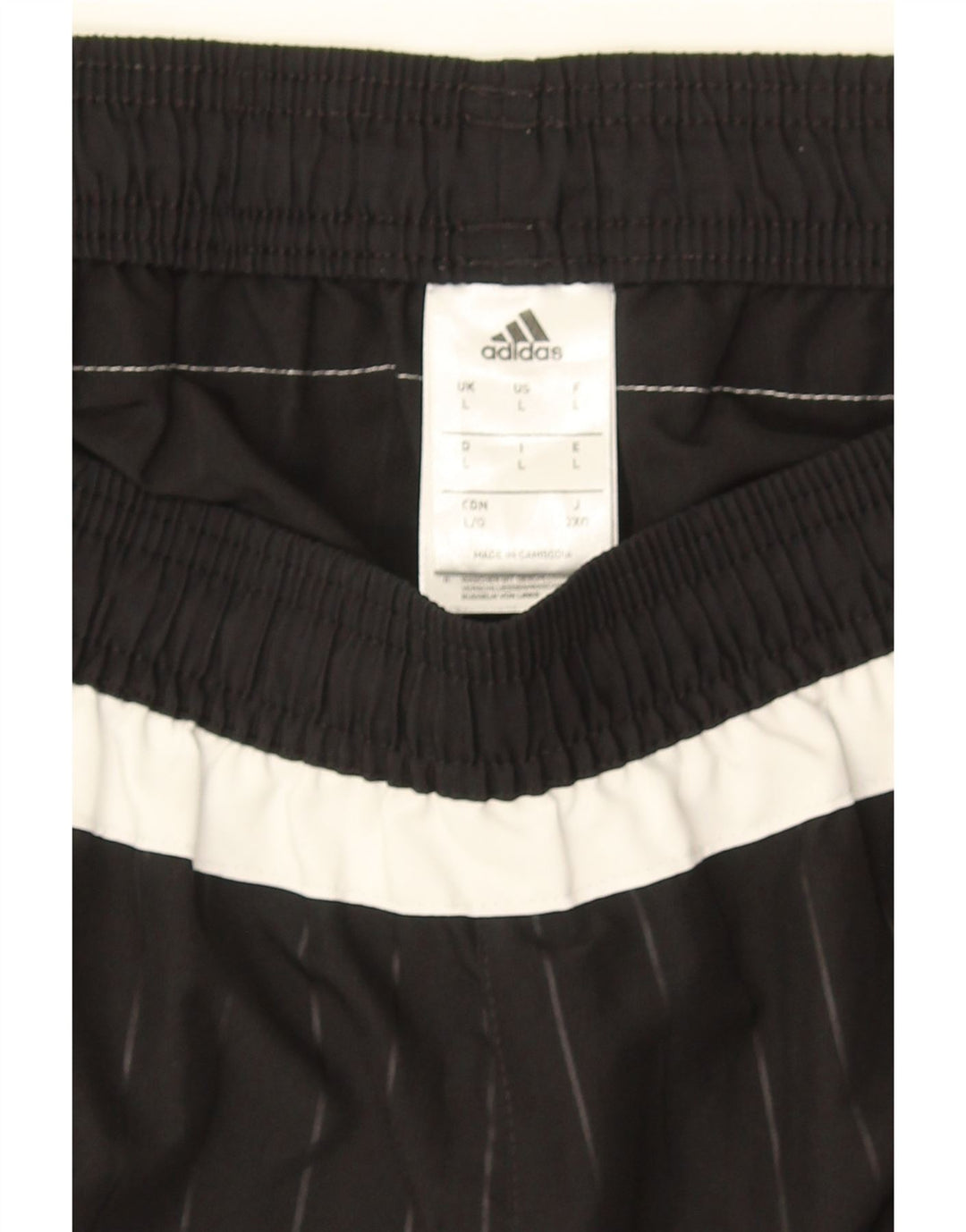 Shorts esportivos masculinos Adidas grande poliéster listrado preto