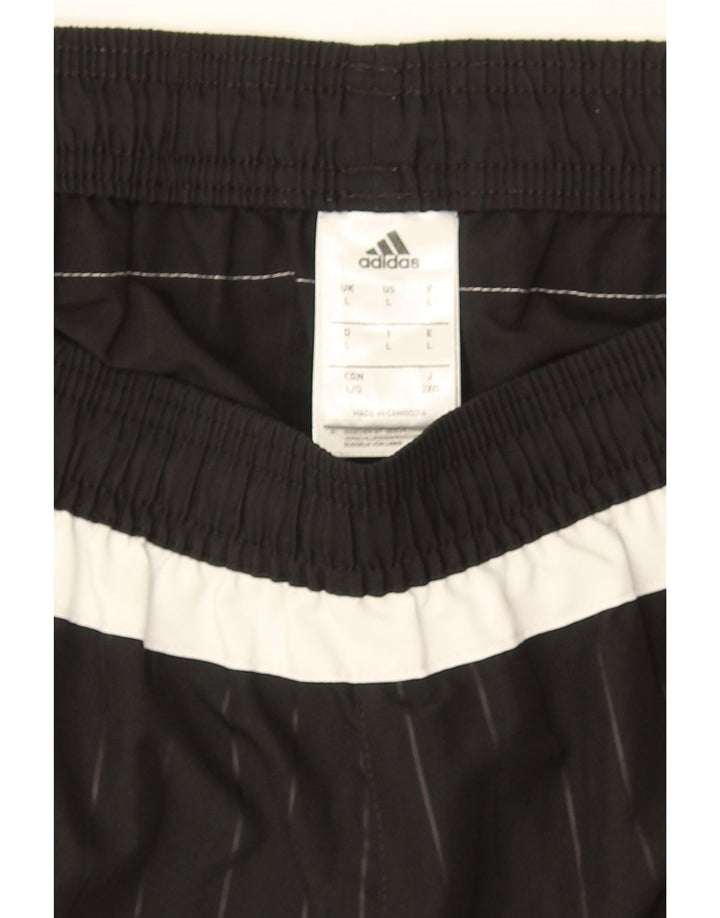 Shorts esportivos masculinos Adidas grande poliéster listrado preto