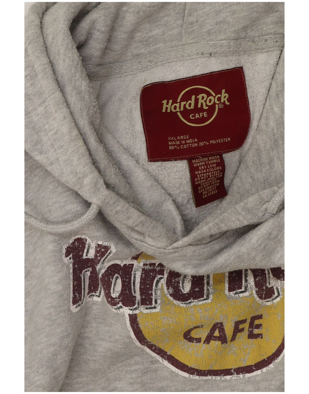 Hard Rock Cafe Masculino Barcelona Graphic Hoodie Jumper 2XL Algodão manchado cinza