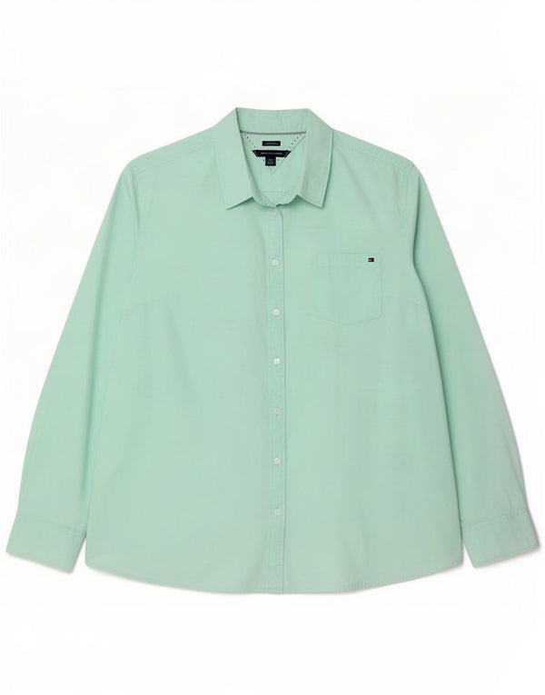 Camisa Tommy Hilfiger Feminina Classic Fit UK 20 2XL Algodão Verde