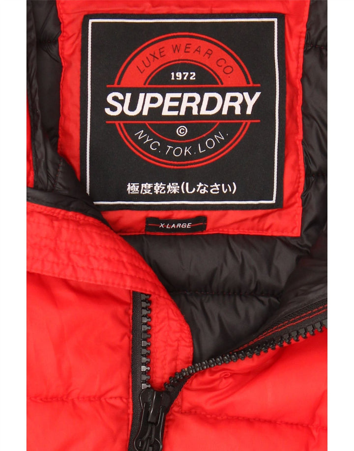 SUPERDRY Colete acolchoado feminino UK 18 XL poliéster vermelho