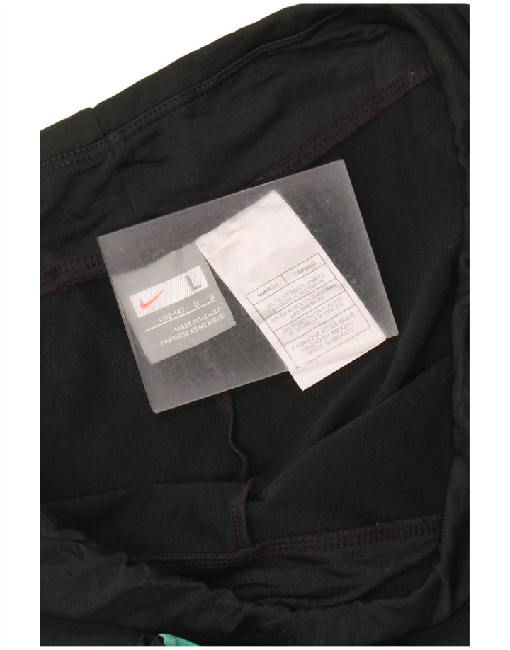 Calça de treino capri feminina NIKE EUA 12/14 grande bloco colorido preto