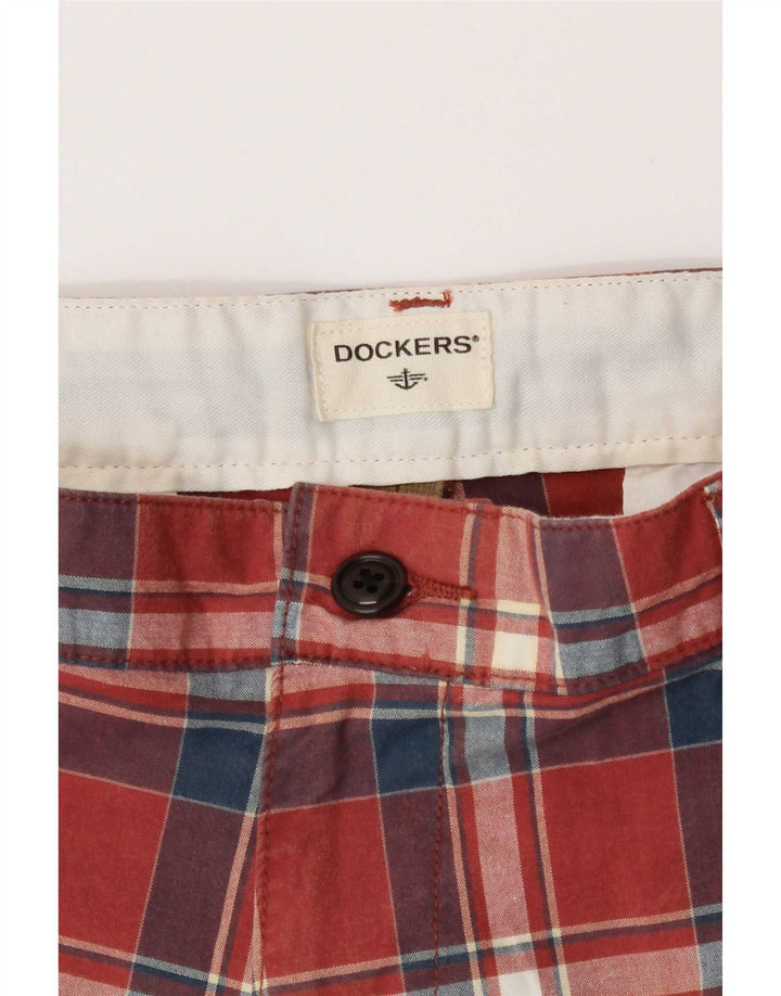 Dockers Mens Chino Shorts W34 Grande Algodão Xadrez Vermelho