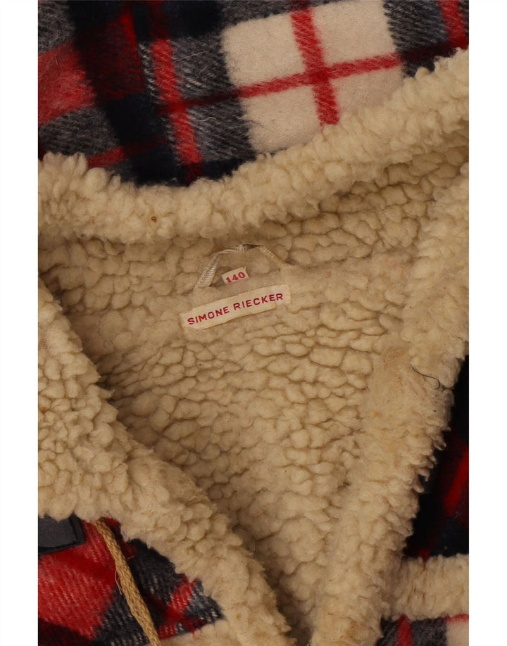 Jaqueta SIMONE feminina com capuz Sherpa Duffle 9-10 anos xadrez vermelho