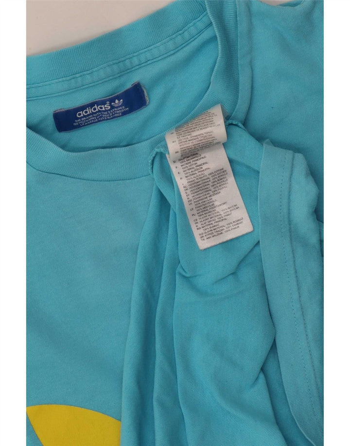 Adidas Mens Graphic T-Shirt Top Médio Algodão Azul