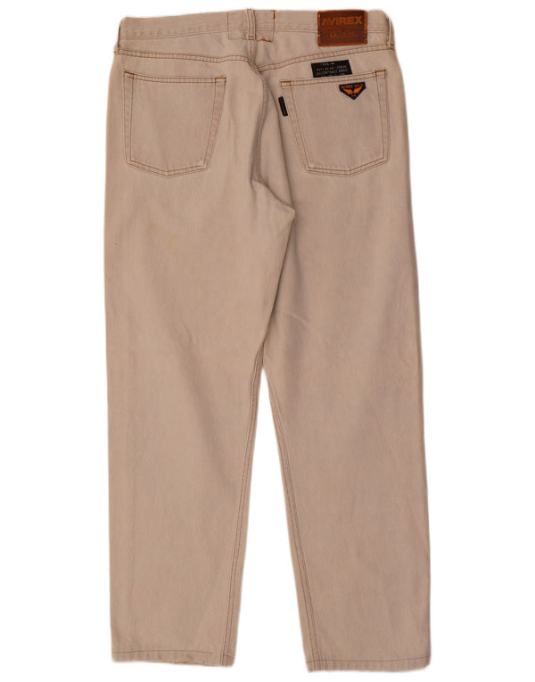 Jeans retos masculinos Avirex W36 L30 algodão bege