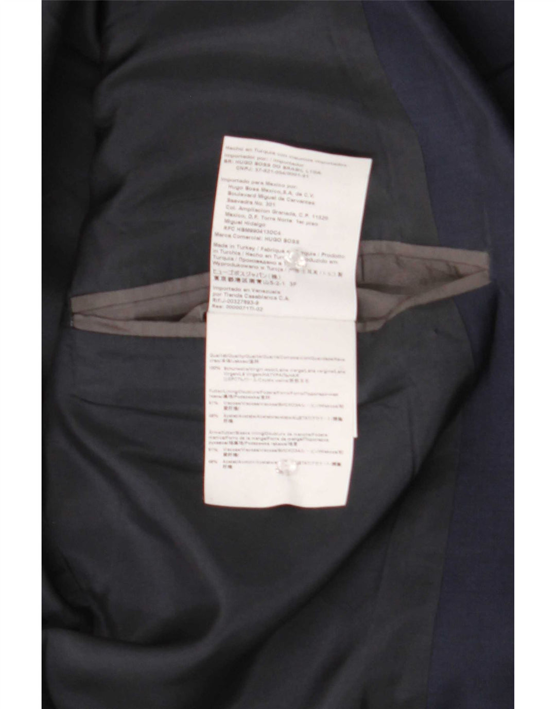 Hugo Boss Jaqueta blazer masculina de 2 botões UE 46 pequena lã virgem azul marinho