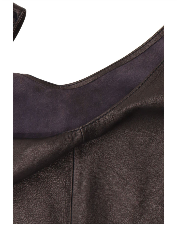 Top curto de couro feminino VINTAGE UK 12 médio preto