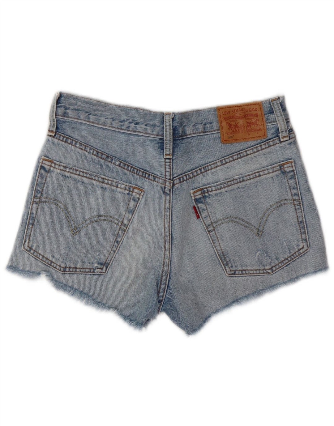 Shorts jeans feminino 501 desgastado da LEVI'S W24 XS azul algodão