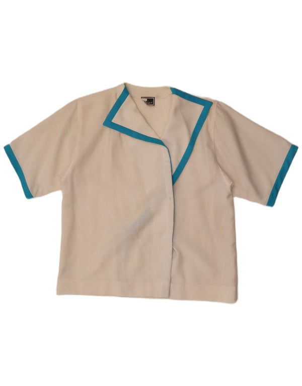 Luisa Spagnoli Cardigan feminino Top IT 46 grande branco colorblock poliéster