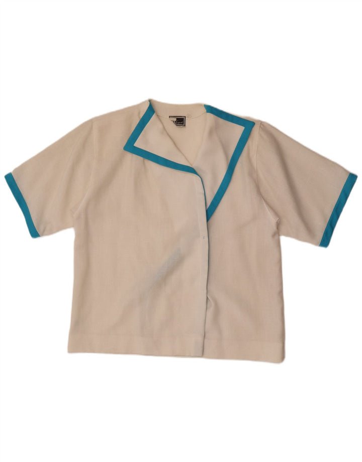 Luisa Spagnoli Cardigan feminino Top IT 46 grande branco colorblock poliéster