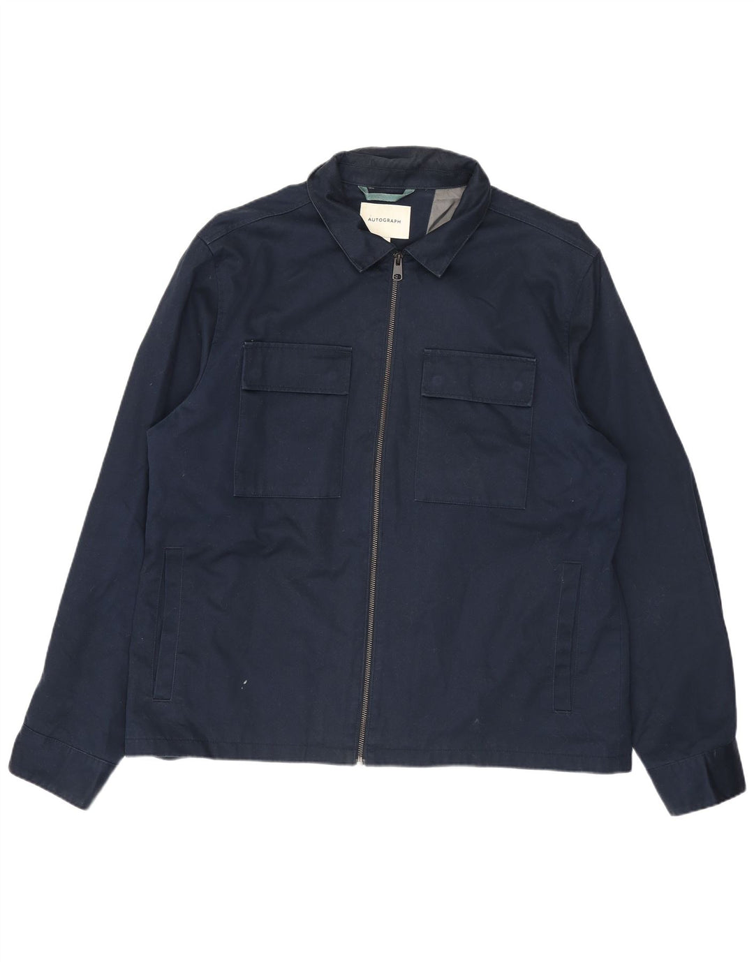 Jaqueta bomber masculina Marks & Spencer Autograph Reino Unido 42 XL azul marinho algodão