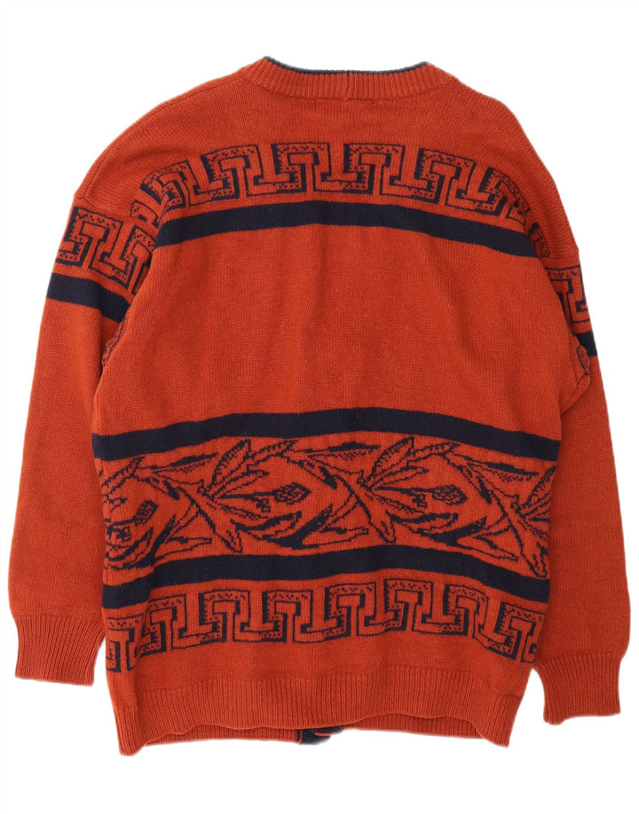 Suéter cardigã masculino ICEBERG lã virgem geométrica marrom médio