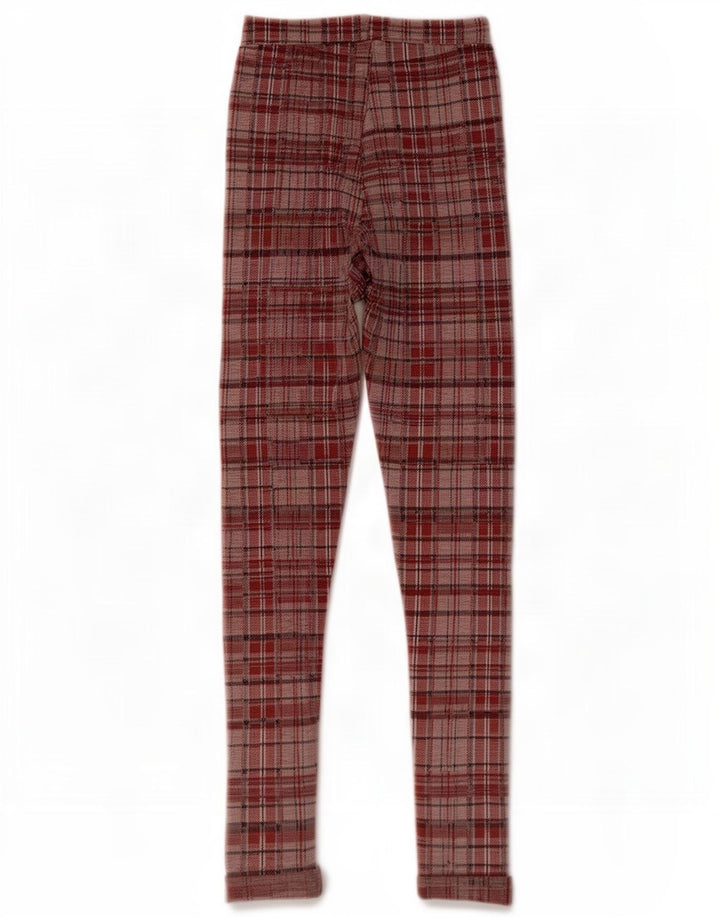 Leggings gráficas femininas Topshop Reino Unido 8 poliéster xadrez vermelho pequeno