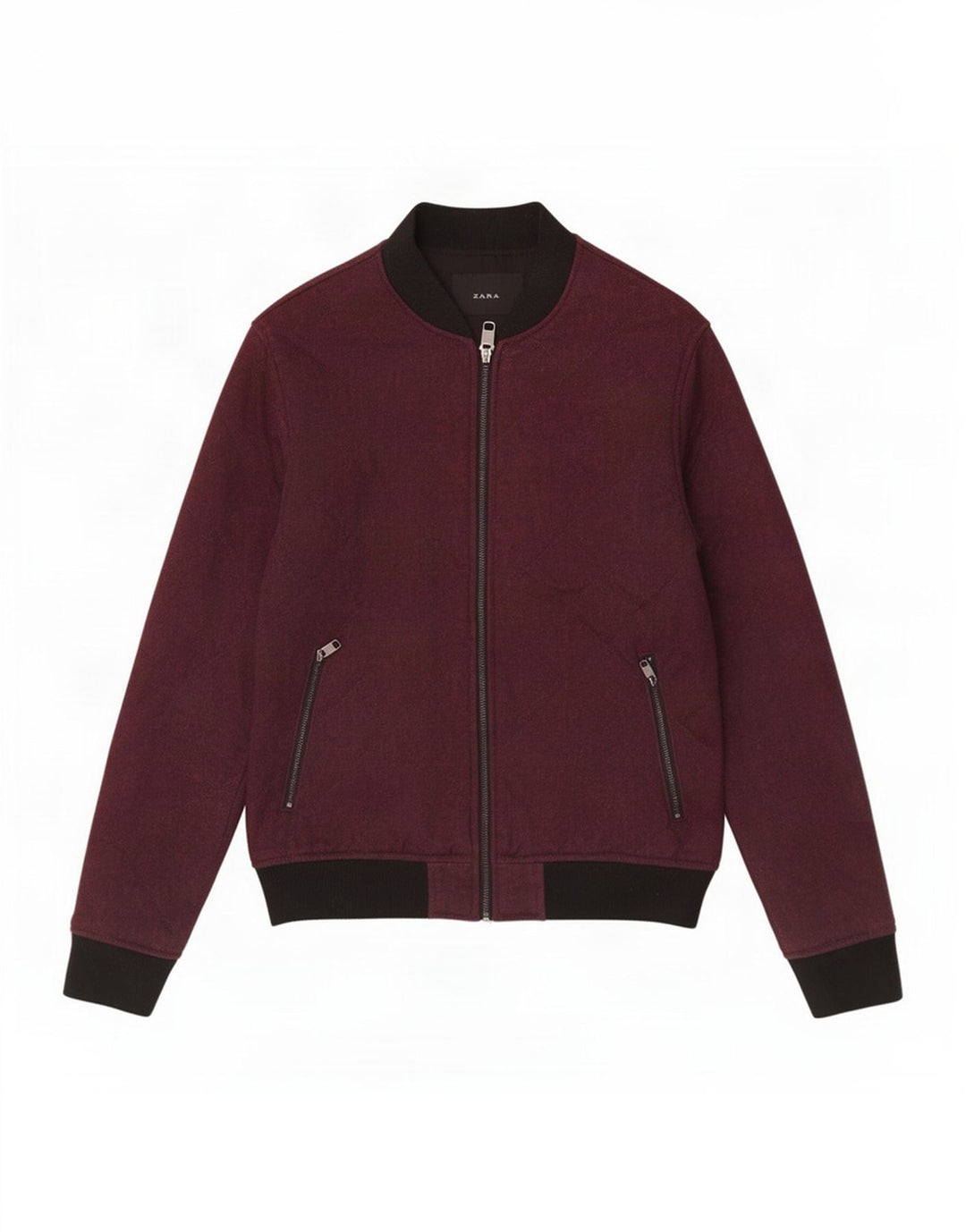 Zara Mens Bomber Jacket UK 36 Pequeno Borgonha Colourblock Poliéster