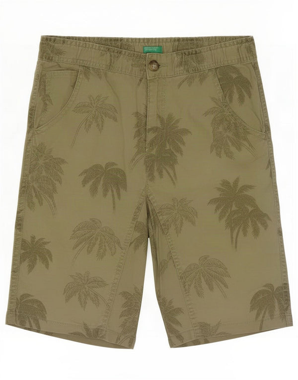 Benetton Girls Hawaiian Chino Shorts 13-14 Years XL W26 Green Floral