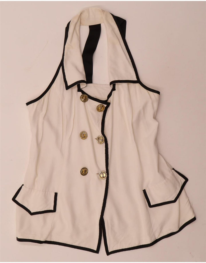Colete feminino Joseph Ribkoff UK 16 grande viscose branca