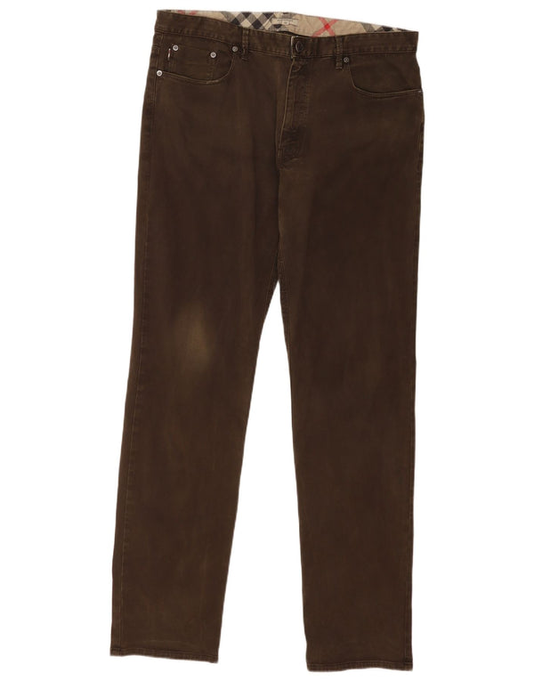 Burberry Mens Straight Casual Trousers W36 L33 Brown Cotton