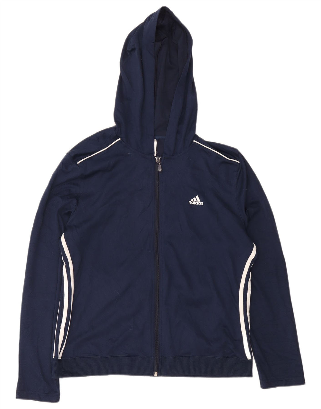Adidas Womens Hooded Tracksuit Top Jacket UK 18 XL Azul Marinho Poliéster