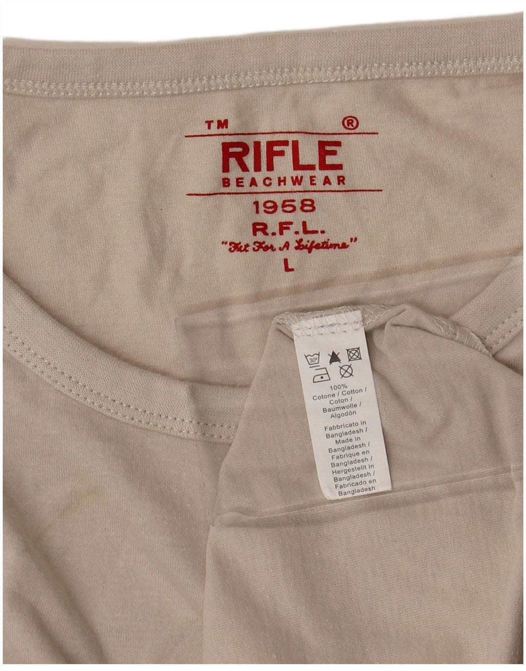 Camiseta feminina RIFLE UK 14 grande algodão branco